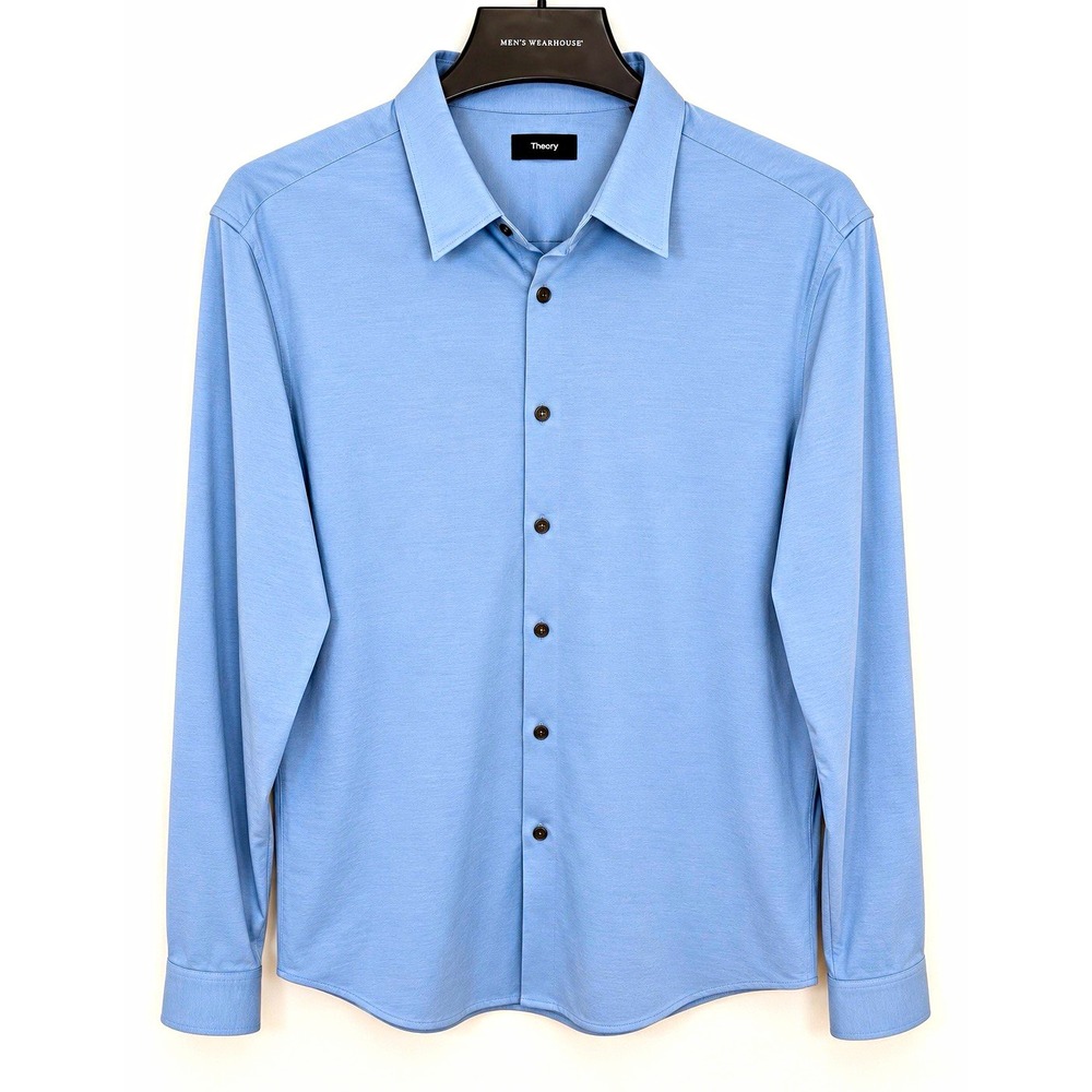 Theory Shirt Mens XL Light Blue Long Sleeve Button Up Dress Shirt Minimalist